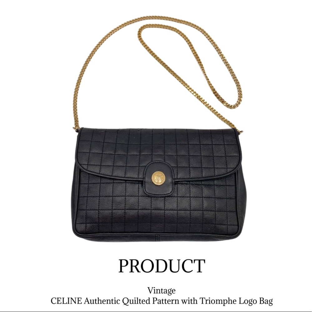 Auth Celine Quilted Pattern With Triomphe Logo Ba… - image 1